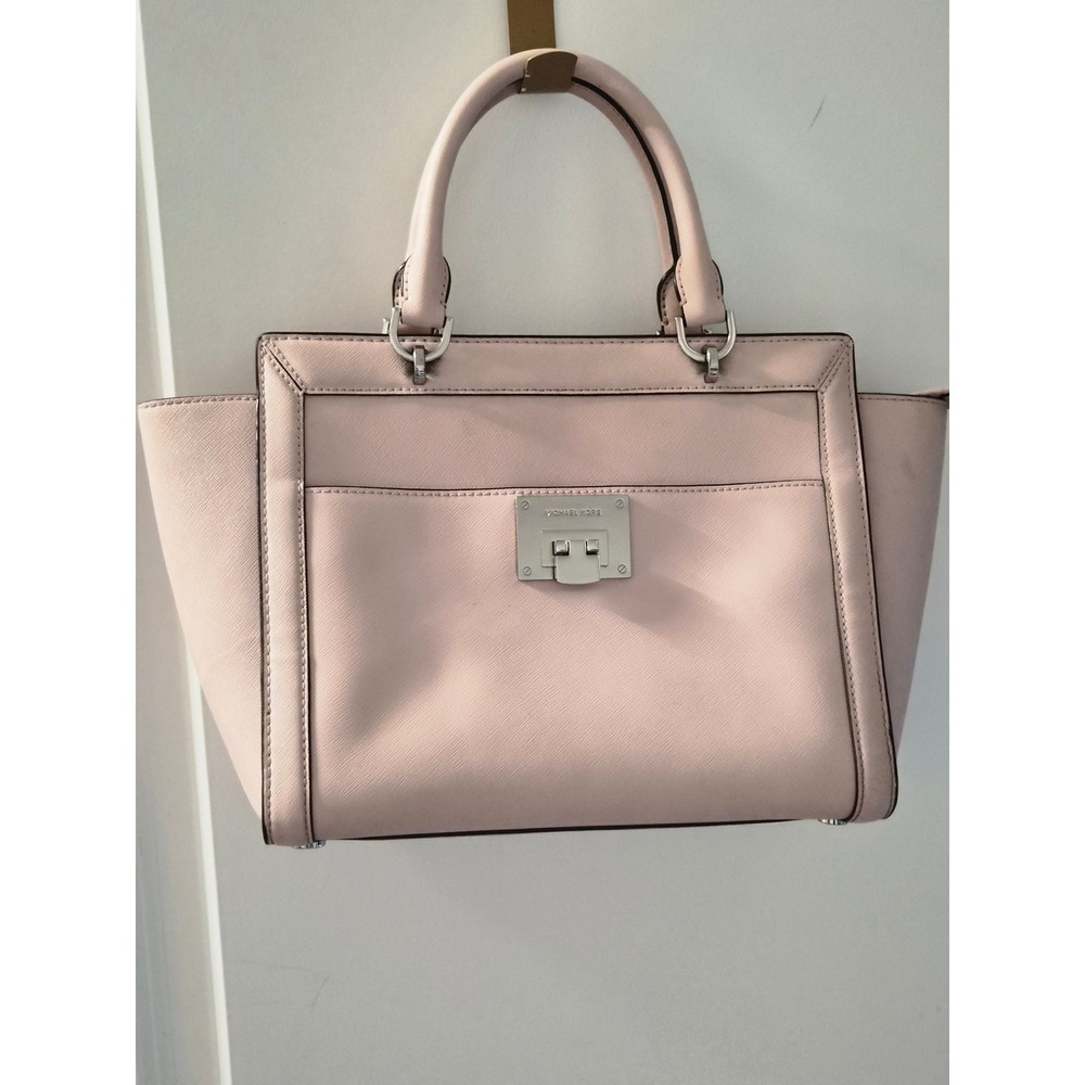 Michael Kors Light Blush Saffiano Leather Satchel Handbag Silver Hardware